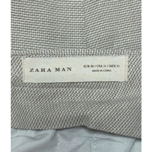 ZARA MAN Slim Ankle Business Casual Pants Trousers Mid Rise Twill Beige 31 - Picture 12 of 14